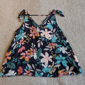 a.n.a Floral Tank Top - Black and Multicolor